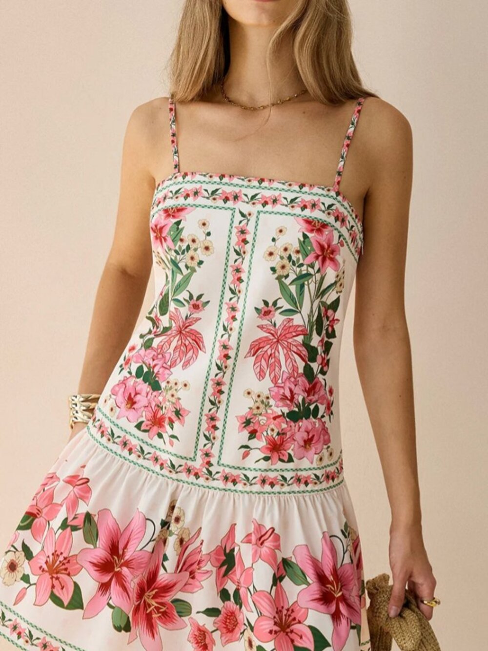 Commense Floral Print Spaghetti Strap Mini Dress M